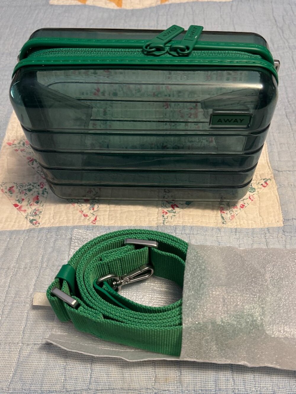 AWAY Luggage Green Hard Plastic Purse/Stadium Bag